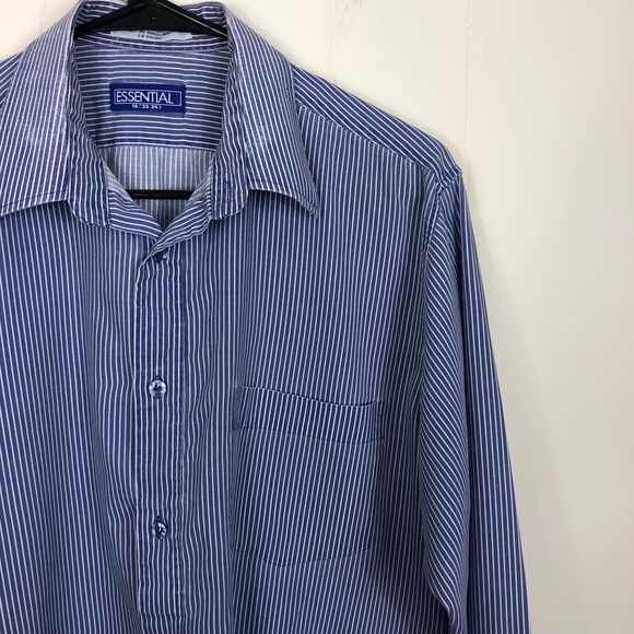 Vintage Blue White Pinstripe Button Down Sz L - Picture 5 of 9